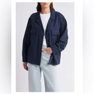 NWT Nordstrom Treasure & Bond Navy Blue Twill Oversized Utility Jacket Sz L